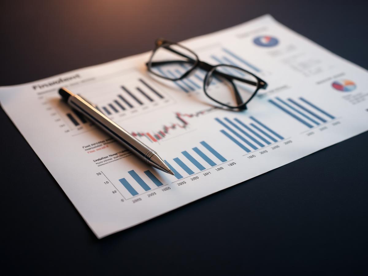 Financial analysis documents and pen